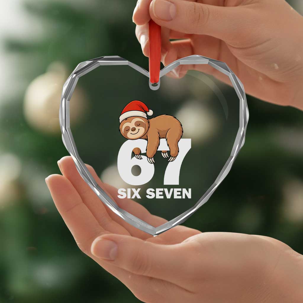 67 Six Seven Heart Crystal Glass Ornament Funny Sloth Christmas TS14 Print Your Wear