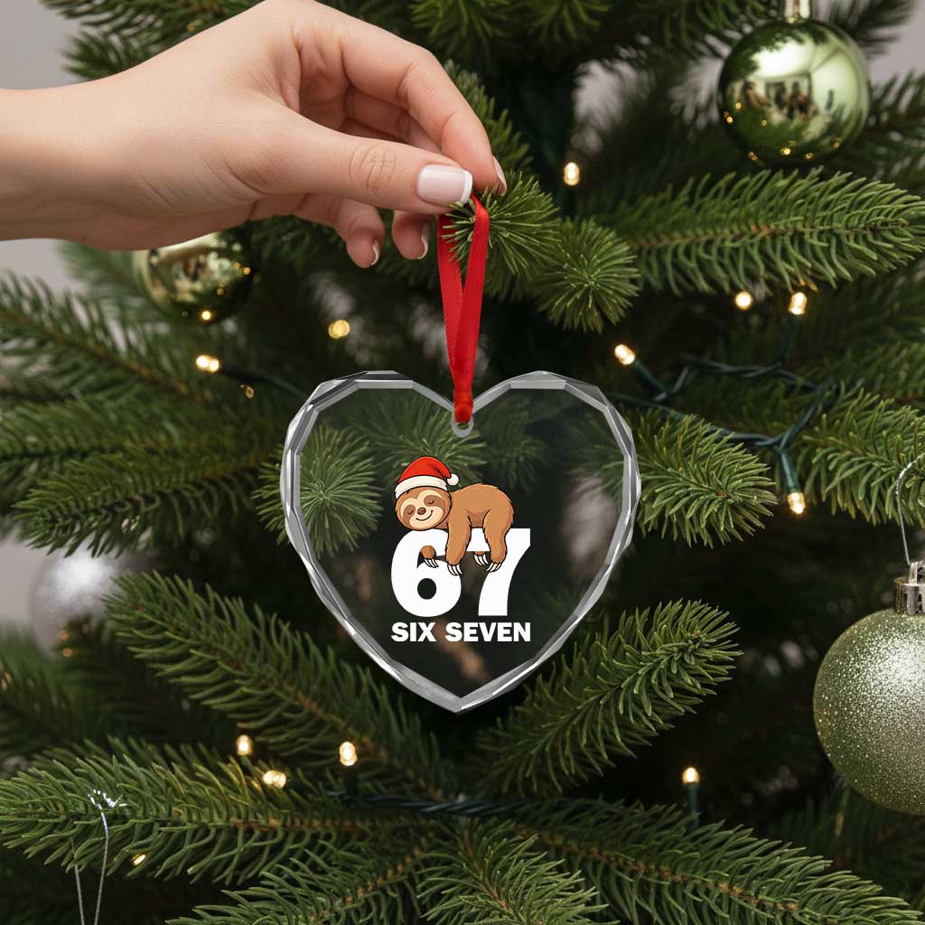 67 Six Seven Heart Crystal Glass Ornament Funny Sloth Christmas TS14 Print Your Wear