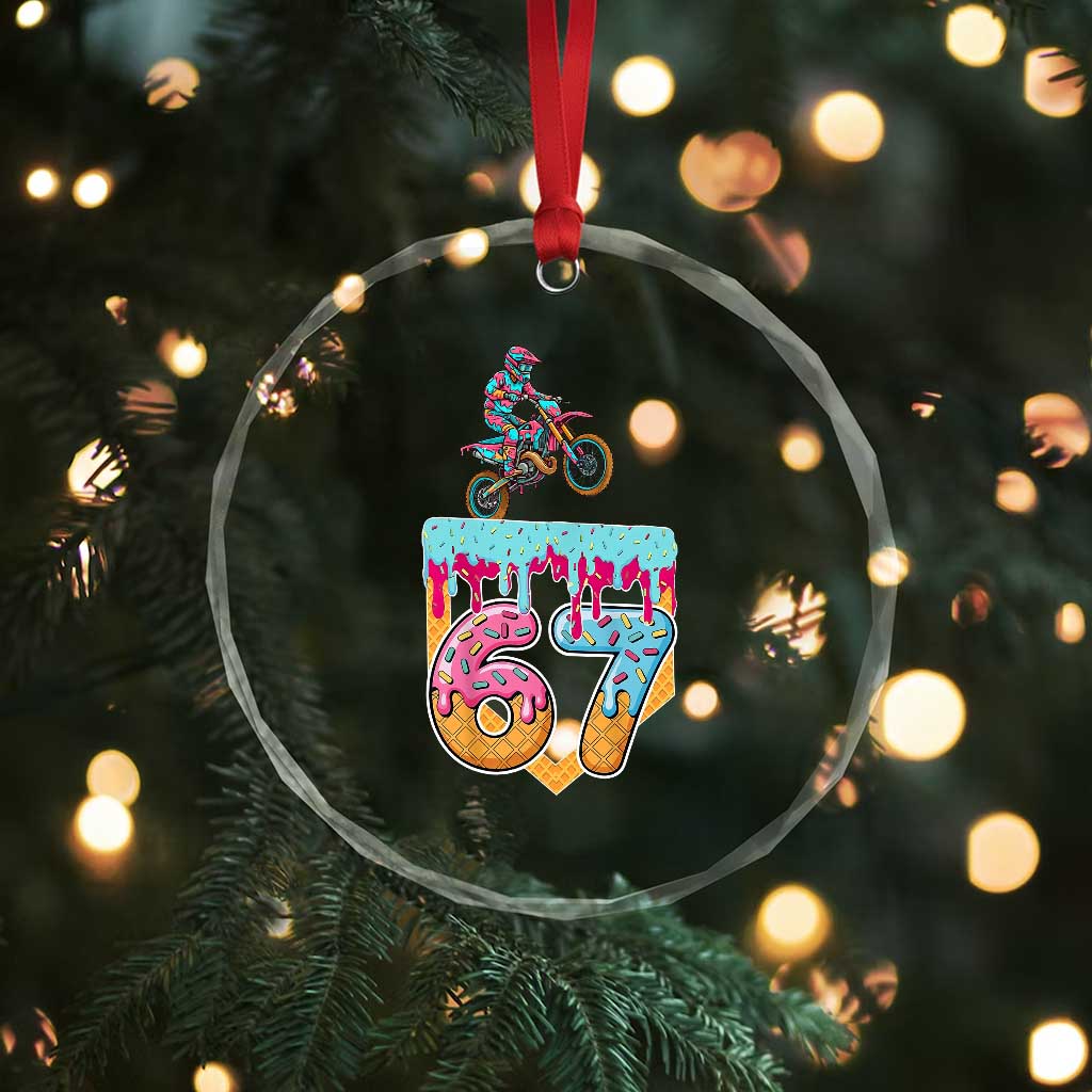 67 Six Seven Meme Crystal Glass Ornament Funny Dirt Bike Motocross Ice Cream Drip TS14 Print Your Wear