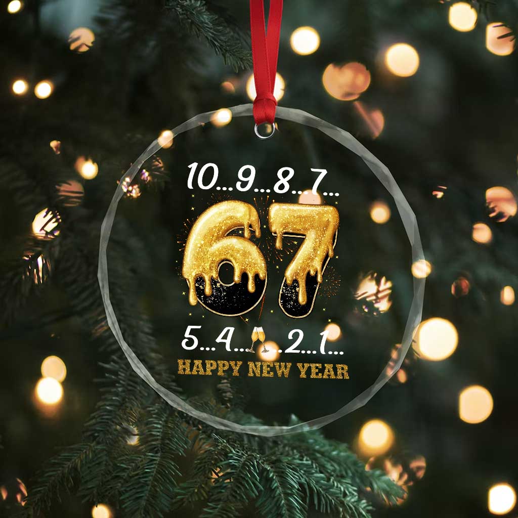 67 Six Seven Meme Crystal Glass Ornament Happy New Year 2026 TS14 Print Your Wear
