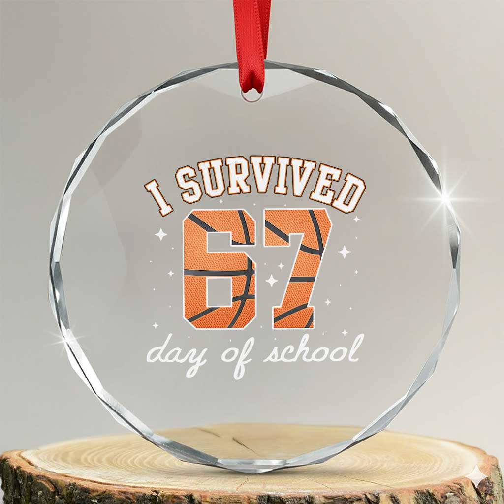 67 Six Seven Meme Crystal Glass Ornament I Survived Days Of School TS14 Transparent Glass 3'' Circle Print Your Wear