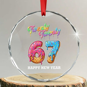 67 Six Seven Meme Crystal Glass Ornament New Year 2026 Ice Cream Drip TS14 Transparent Glass 3'' Circle Print Your Wear