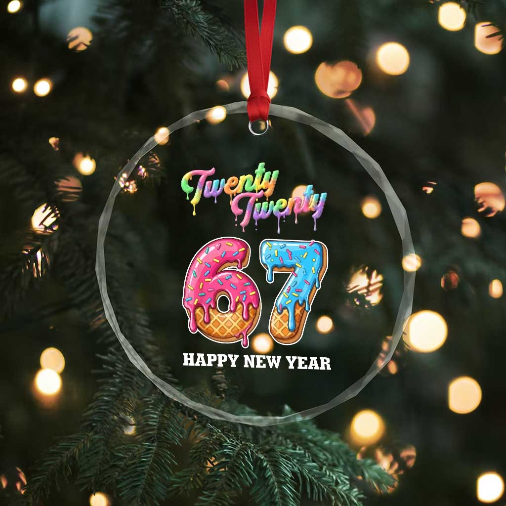 67 Six Seven Meme Crystal Glass Ornament New Year 2026 Ice Cream Drip TS14 Print Your Wear