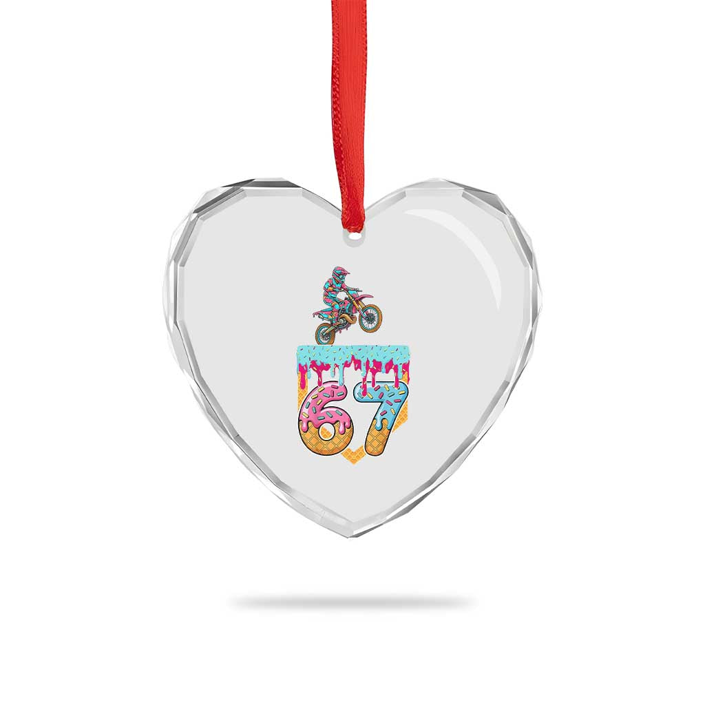 67 Six Seven Meme Heart Crystal Glass Ornament Funny Dirt Bike Motocross Ice Cream Drip TS14 Print Your Wear