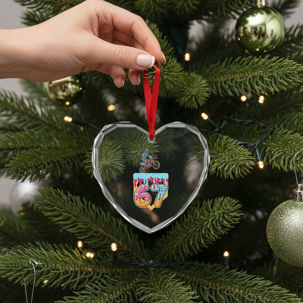67 Six Seven Meme Heart Crystal Glass Ornament Funny Dirt Bike Motocross Ice Cream Drip TS14 Print Your Wear