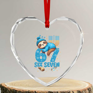 67 Six Seven Meme Heart Crystal Glass Ornament Funny Hanukkah Sloth TS14 Transparent Glass 3'' Heart Print Your Wear