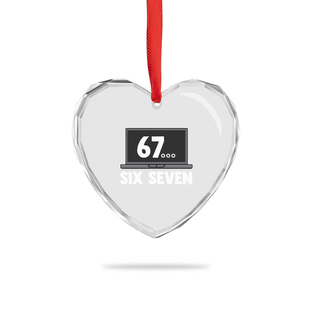 67 Six Seven Meme Heart Crystal Glass Ornament Funny Tech Support TS14 Print Your Wear