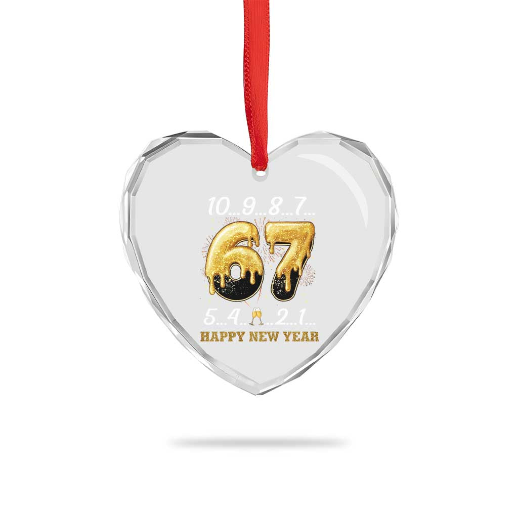 67 Six Seven Meme Heart Crystal Glass Ornament Happy New Year 2026 TS14 Print Your Wear