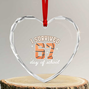 67 Six Seven Meme Heart Crystal Glass Ornament I Survived Days Of School TS14 Transparent Glass 3'' Heart Print Your Wear