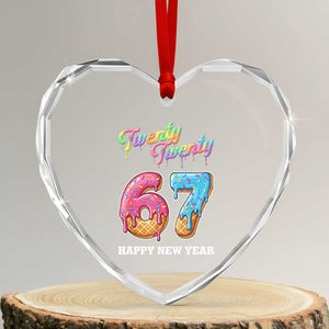 67 Six Seven Meme Heart Crystal Glass Ornament New Year 2026 Ice Cream Drip TS14 Transparent Glass 3'' Heart Print Your Wear