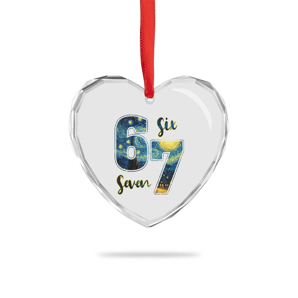 67 Six Seven Meme Heart Crystal Glass Ornament Starry Night Van Gogh TS14 Print Your Wear