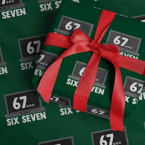 67 Six Seven Meme Wrapping Paper Roll Funny Tech Support TS14 Green Print Your Wear