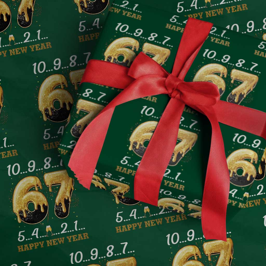 67 Six Seven Meme Wrapping Paper Roll Happy New Year 2026 TS14 Green Print Your Wear