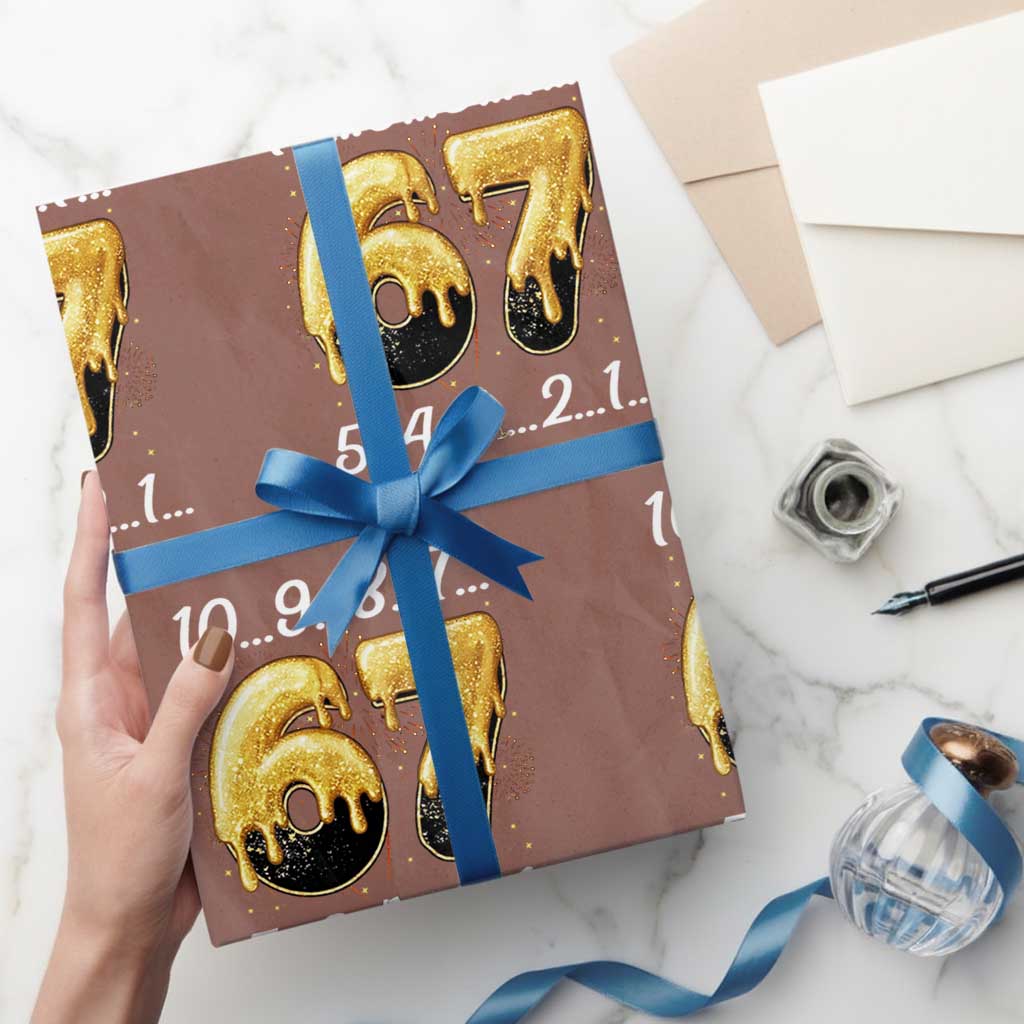 67 Six Seven Meme Wrapping Paper Roll Happy New Year 2026 TS14 Mocha Print Your Wear
