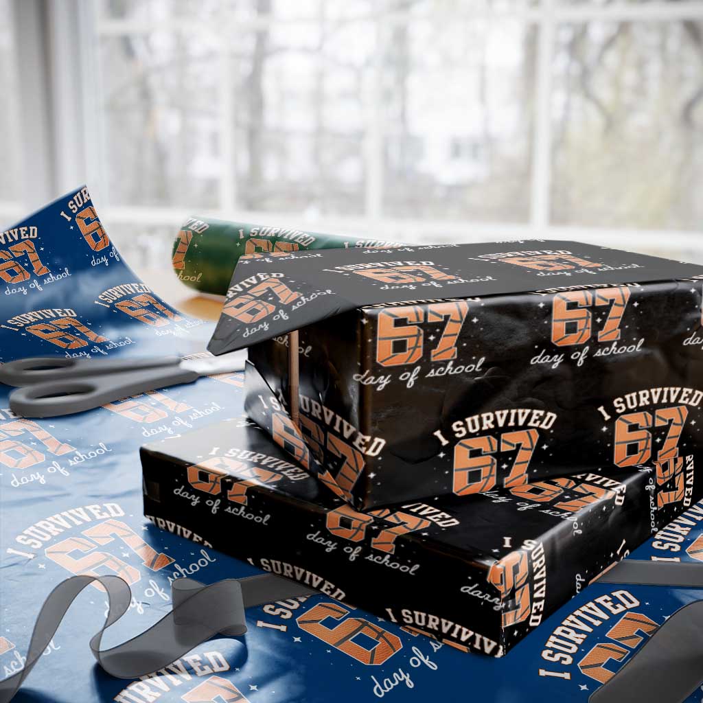 67 Six Seven Meme Wrapping Paper Roll I Survived Days Of School TS14 Black Print Your Wear
