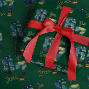 67 Six Seven Meme Wrapping Paper Roll Starry Night Van Gogh TS14 Green Print Your Wear