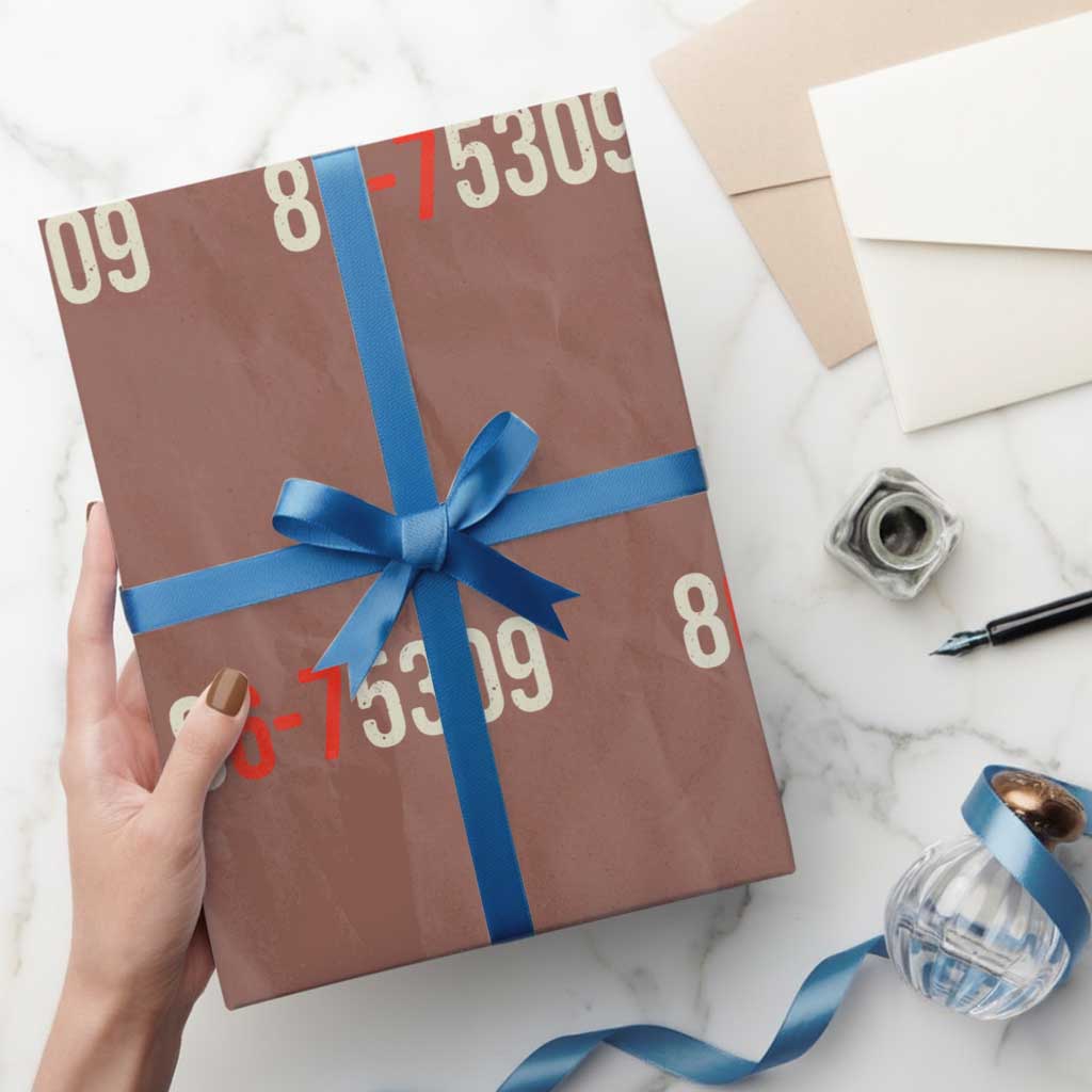 67 Six Seven Meme Wrapping Paper Roll Vintage 80s Music 8675309 Jenny TS14 Mocha Print Your Wear