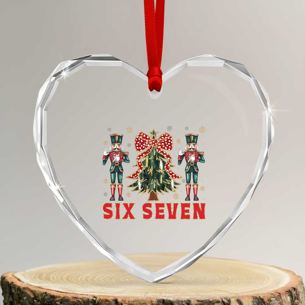 67 Six Seven Nutcracker Christmas Meme Heart Crystal Glass Ornament TS14 Transparent Glass 3'' Heart Print Your Wear