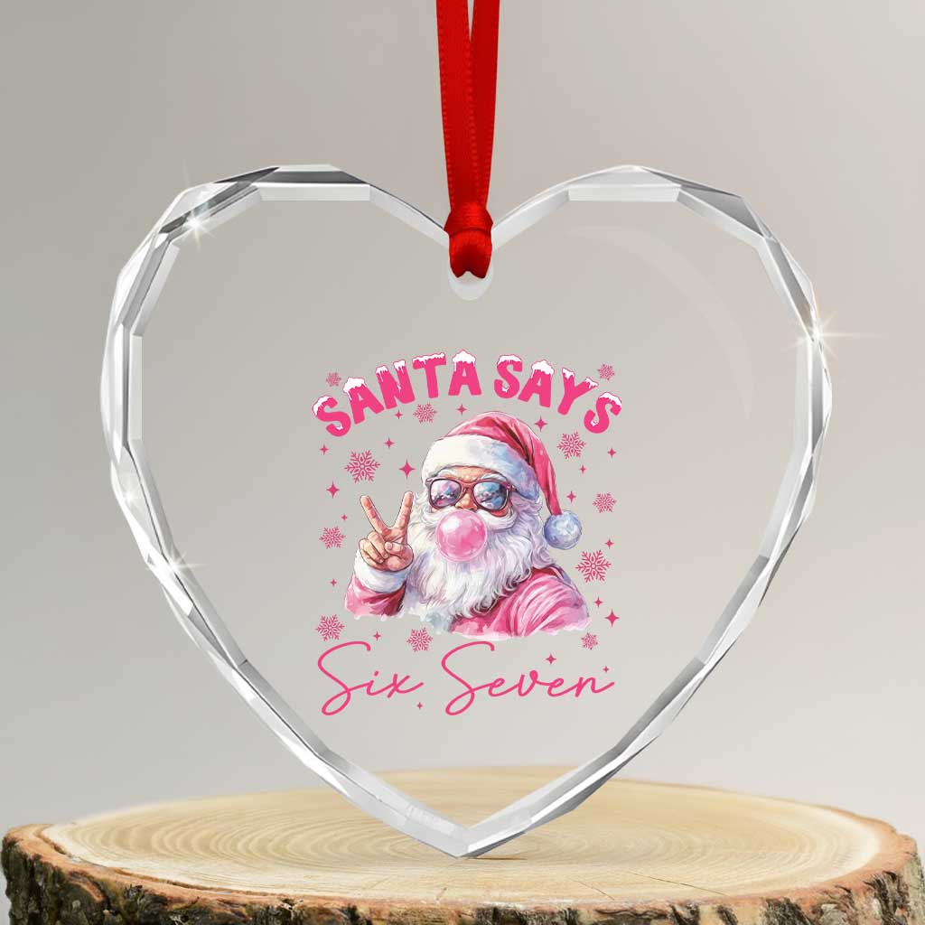 67 Six Seven Pink Santa Christmas Meme Heart Crystal Glass Ornament TS14 Transparent Glass 3'' Heart Print Your Wear