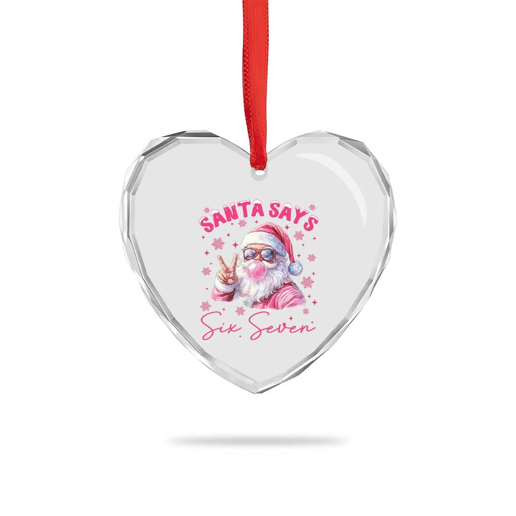 67 Six Seven Pink Santa Christmas Meme Heart Crystal Glass Ornament TS14 Print Your Wear