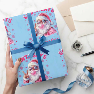 67 Six Seven Pink Santa Christmas Meme Wrapping Paper Roll TS14 Light Blue Print Your Wear