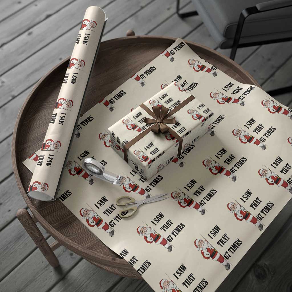 67 Six Seven Santa Christmas Meme Wrapping Paper Roll I Saw That TS14 Beige Print Your Wear