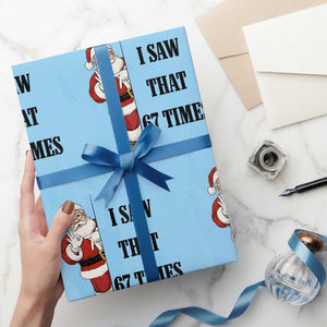67 Six Seven Santa Christmas Meme Wrapping Paper Roll I Saw That TS14 Light Blue Print Your Wear