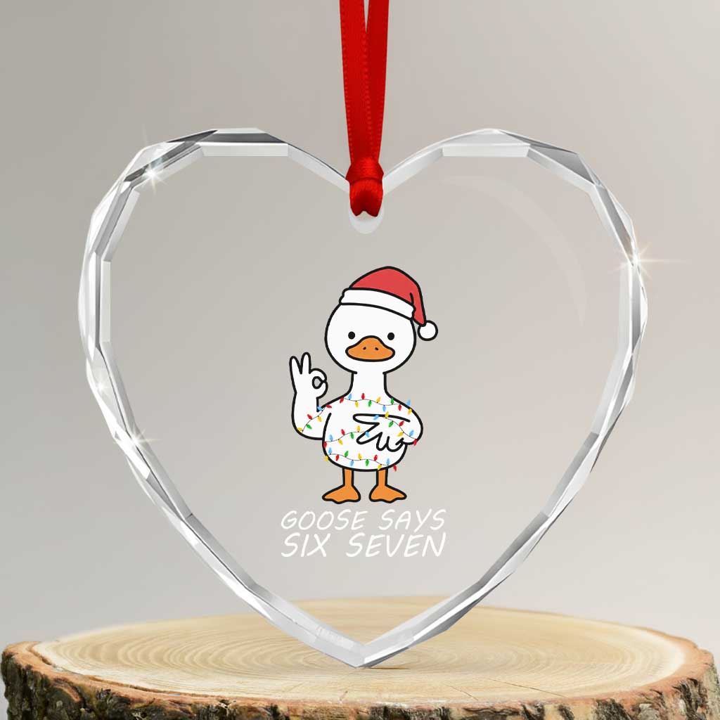 67 Six Seven Silly Goose Christmas Meme Heart Crystal Glass Ornament TS14 Transparent Glass 3'' Heart Print Your Wear