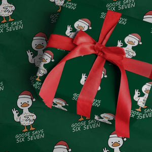 67 Six Seven Silly Goose Christmas Meme Wrapping Paper Roll TS14 Green Print Your Wear