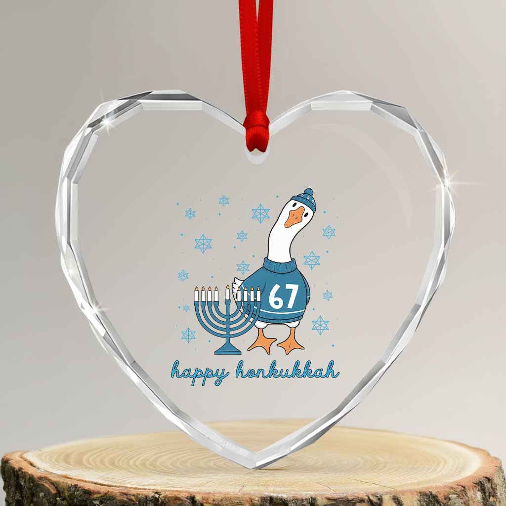 67 Six Seven Silly Goose Hanukkah Meme Heart Crystal Glass Ornament Happy Honkukkah TS14 Transparent Glass 3'' Heart Print Your Wear