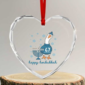 67 Six Seven Silly Goose Hanukkah Meme Heart Crystal Glass Ornament Happy Honkukkah TS14 Transparent Glass 3'' Heart Print Your Wear