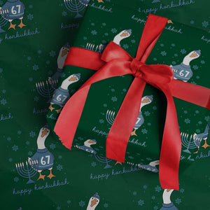 67 Six Seven Silly Goose Hanukkah Meme Wrapping Paper Roll Happy Honkukkah TS14 Green Print Your Wear