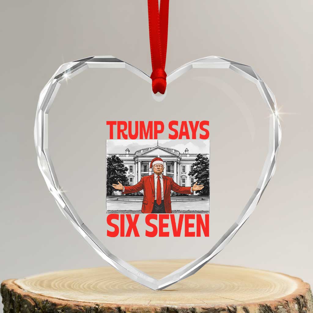 67 Six Seven Trump Christmas Heart Crystal Glass Ornament TS14 Transparent Glass 3'' Heart Print Your Wear