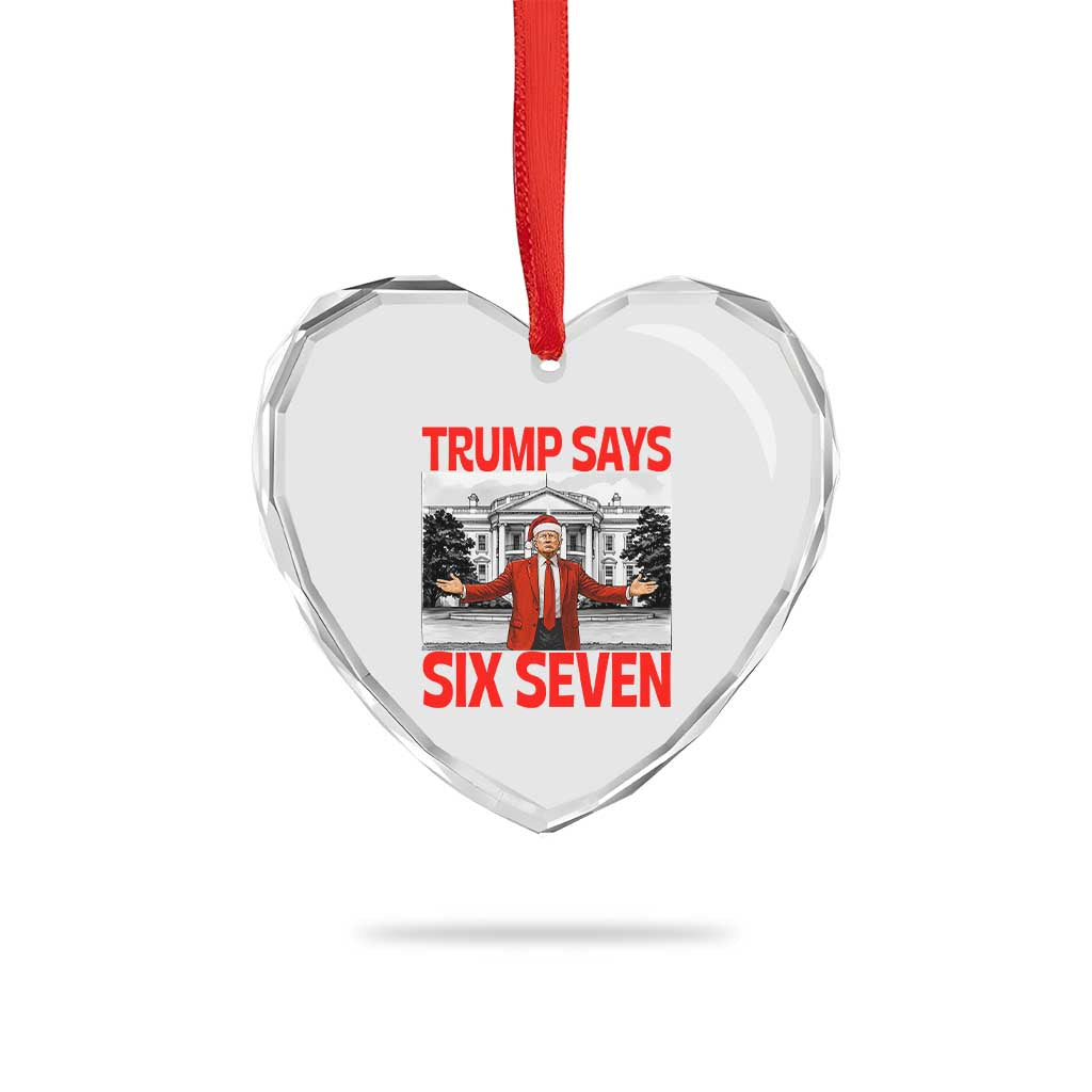 67 Six Seven Trump Christmas Heart Crystal Glass Ornament TS14 Print Your Wear