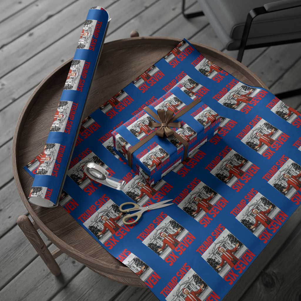 67 Six Seven Trump Christmas Wrapping Paper Roll TS14 Blue Print Your Wear