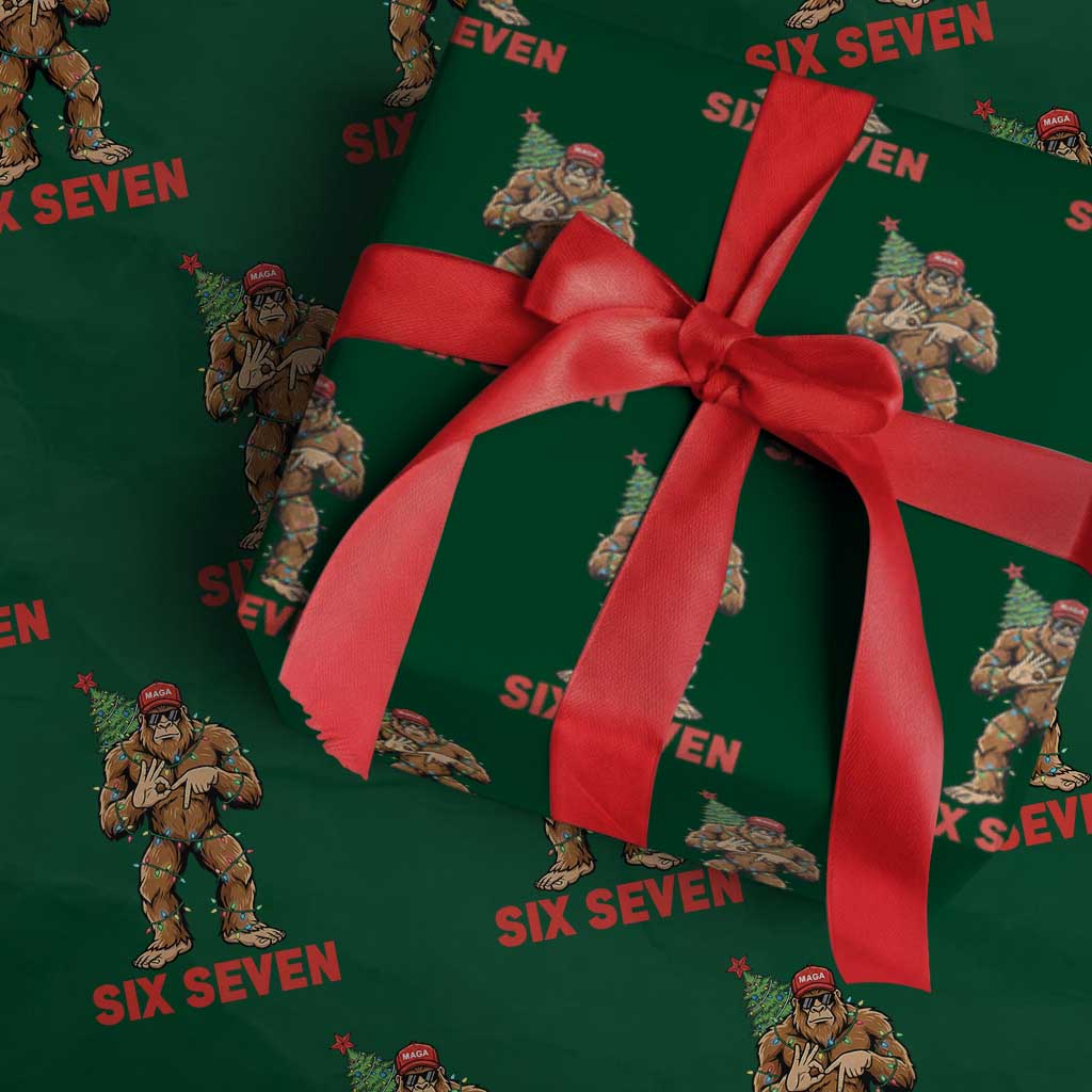67 Six Seven Wrapping Paper Roll Funny Bigfoot Trump Support Christmas TS14 Green Print Your Wear