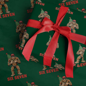 67 Six Seven Wrapping Paper Roll Funny Bigfoot Trump Support Christmas TS14 Green Print Your Wear
