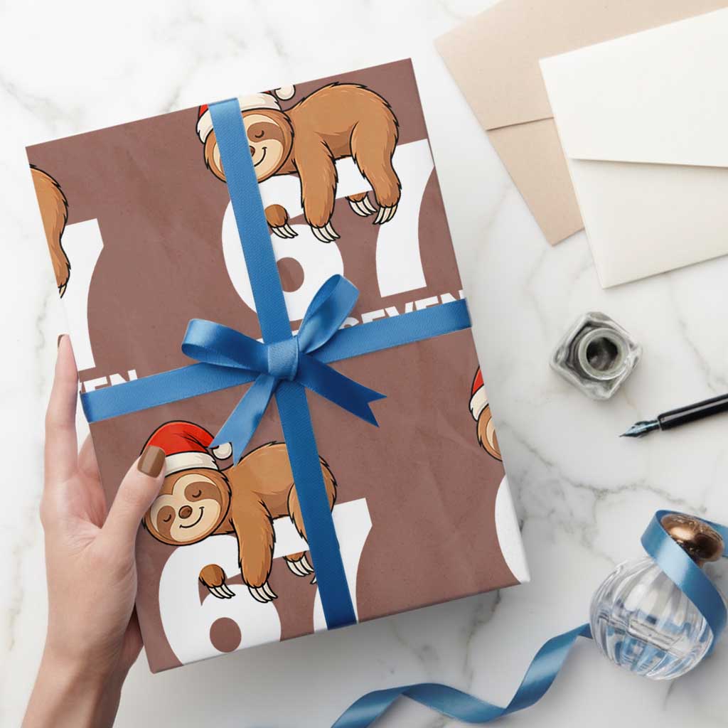 67 Six Seven Wrapping Paper Roll Funny Sloth Christmas TS14 Mocha Print Your Wear