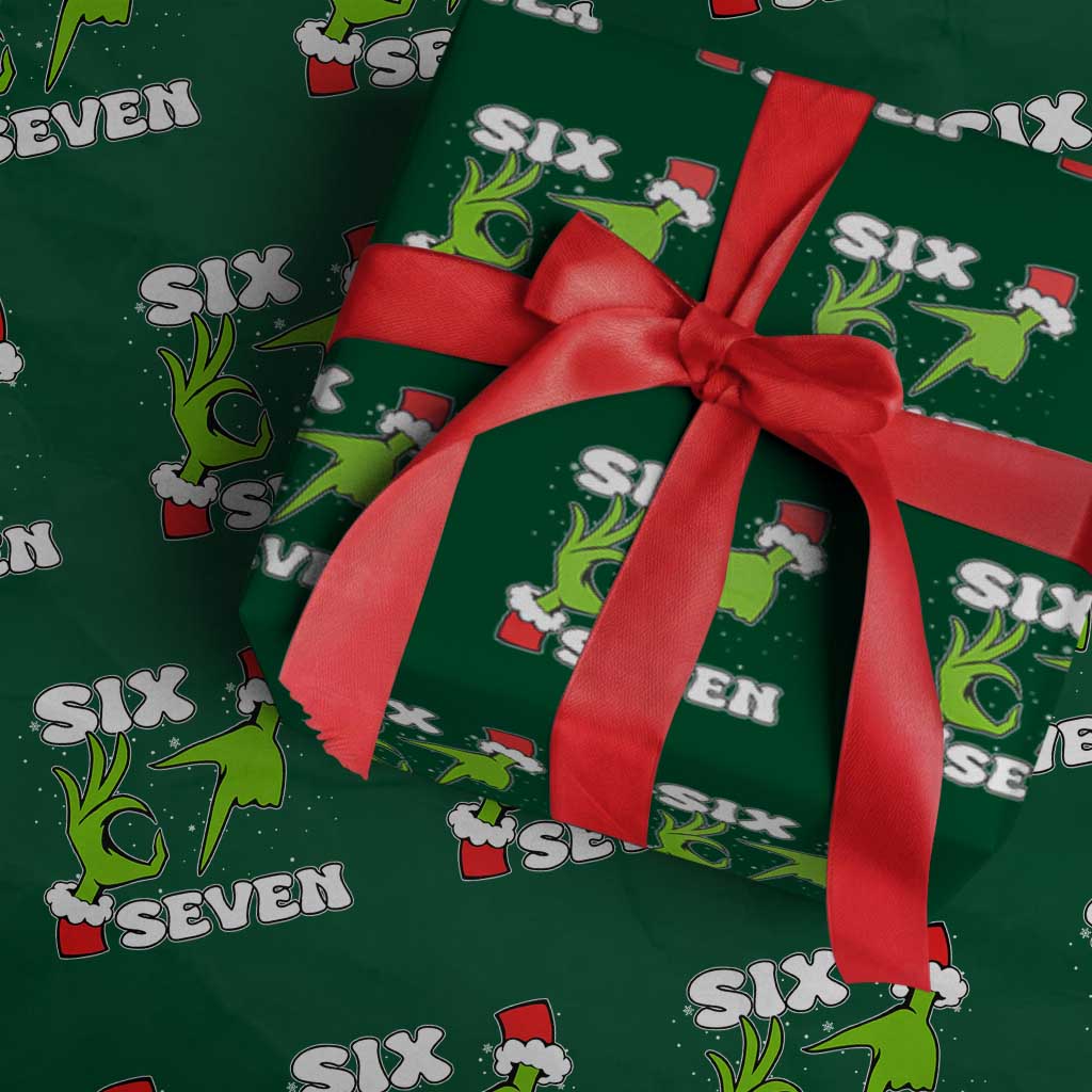 67 Six Seven Xmas Meme Wrapping Paper Roll Funny Elf Hands TS14 Green Print Your Wear