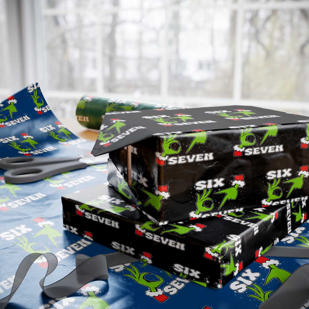 67 Six Seven Xmas Meme Wrapping Paper Roll Funny Elf Hands TS14 Black Print Your Wear