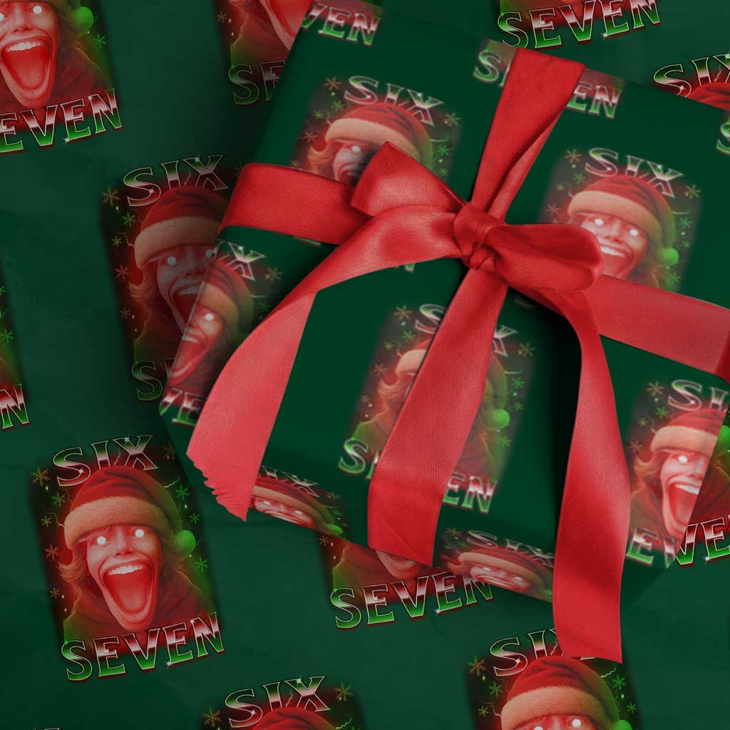 67 Six Seven Xmas Meme Wrapping Paper Roll The Mason 67 Kid Gen Alpha Slang TS11 Green Print Your Wear