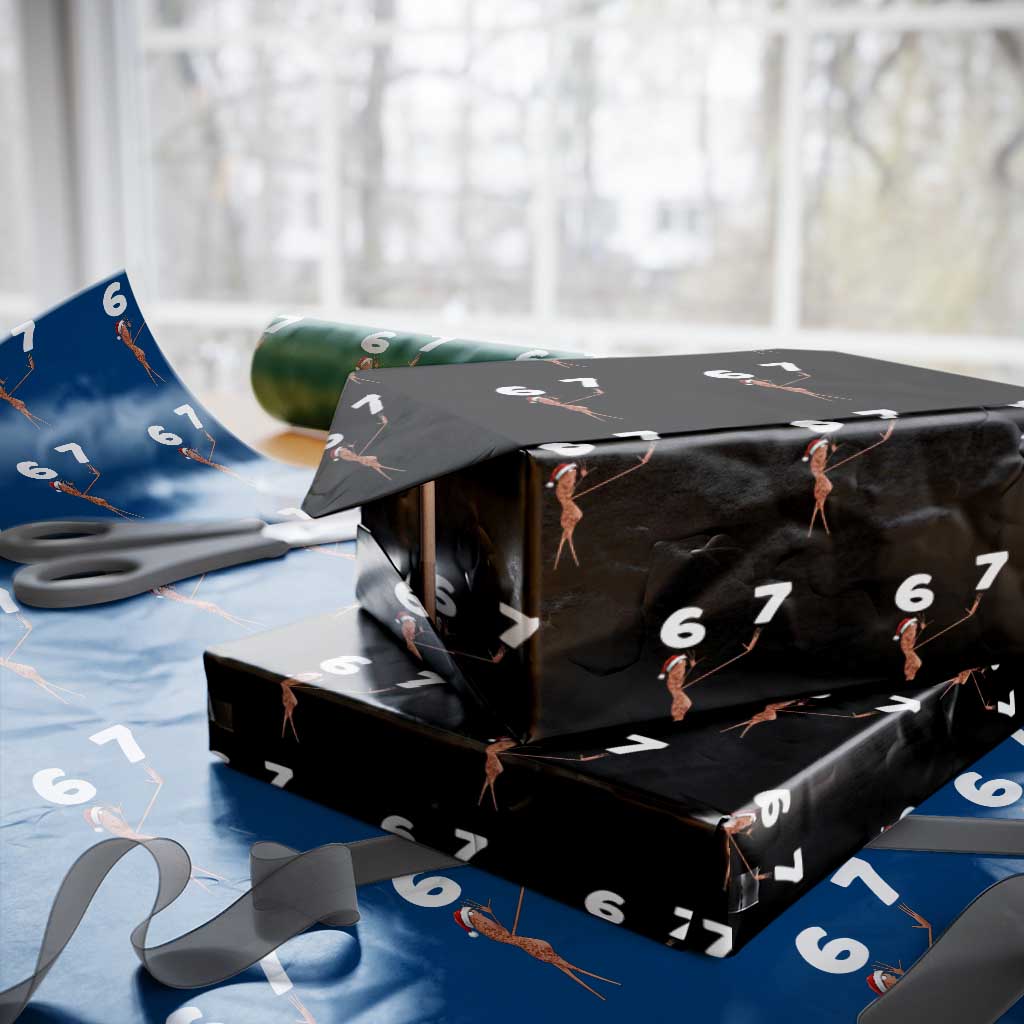 67 Six Seven Xmas Wrapping Paper Roll Marcus The Worm Meme TS14 Black Print Your Wear