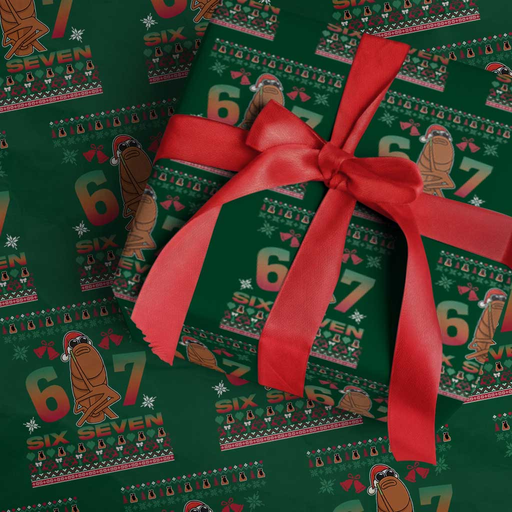 67 Six Seven Xmas Wrapping Paper Roll Marcus The Worm Robert Meme TS14 Green Print Your Wear