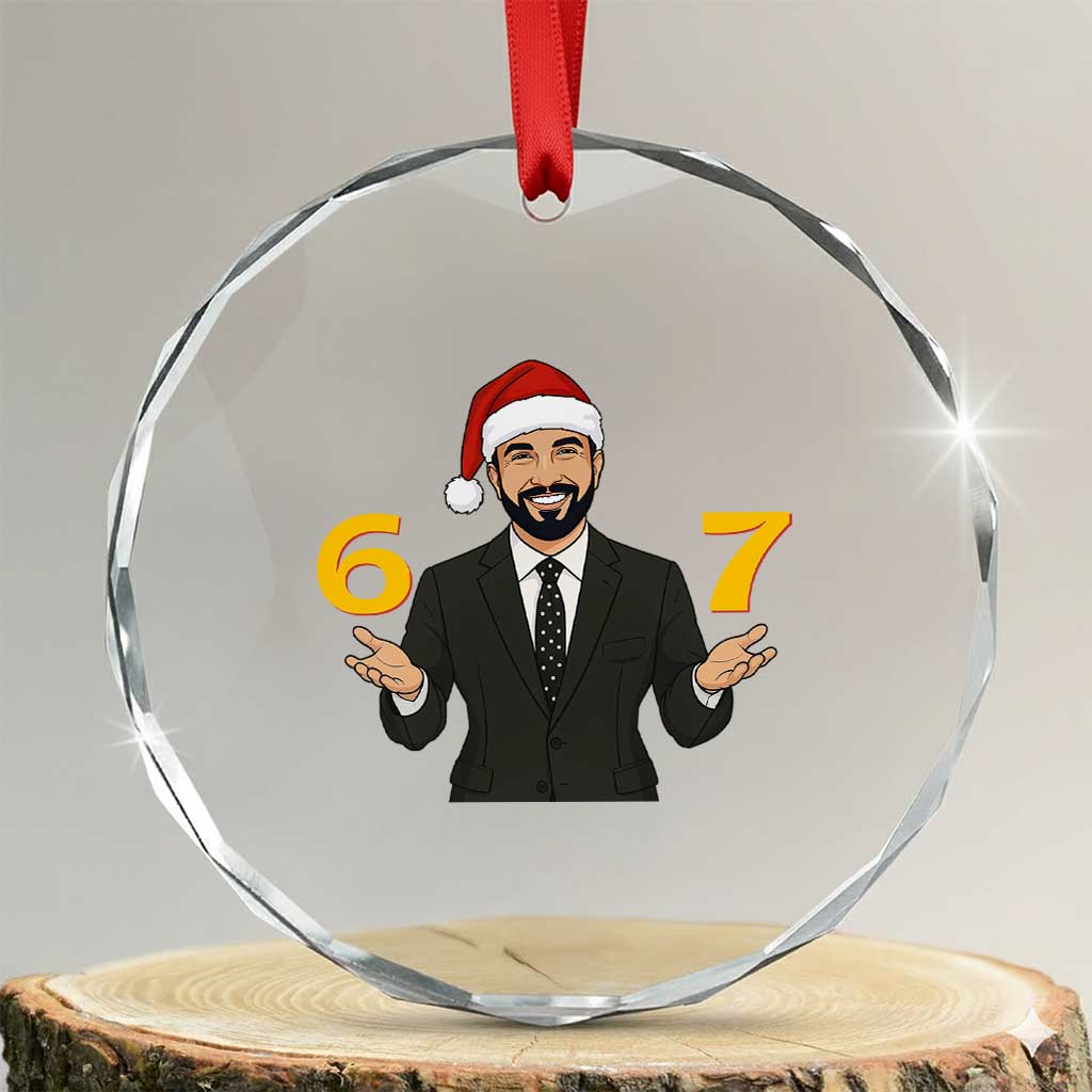 67 Six Seven Zohran Mamdani Christmas Crystal Glass Ornament TS14 Transparent Glass 3'' Circle Print Your Wear