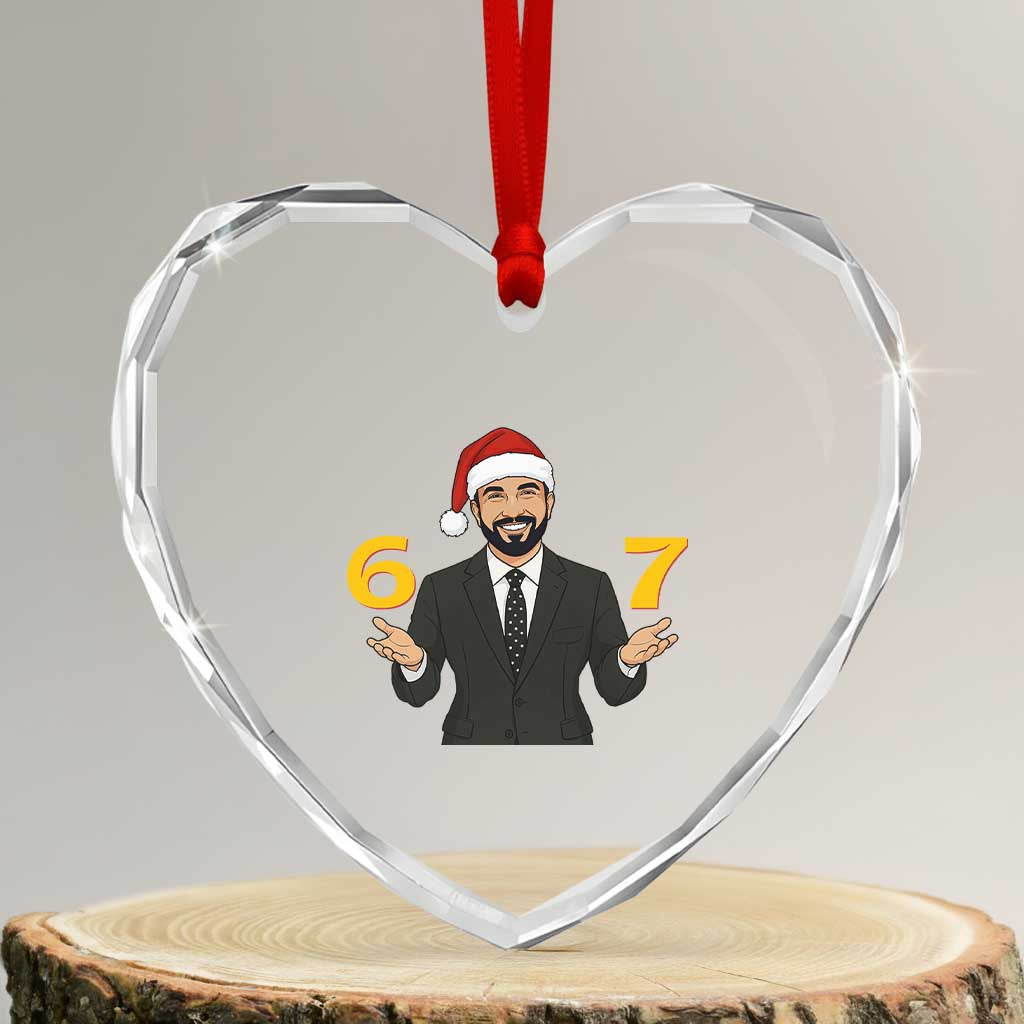 67 Six Seven Zohran Mamdani Christmas Heart Crystal Glass Ornament TS14 Transparent Glass 3'' Heart Print Your Wear