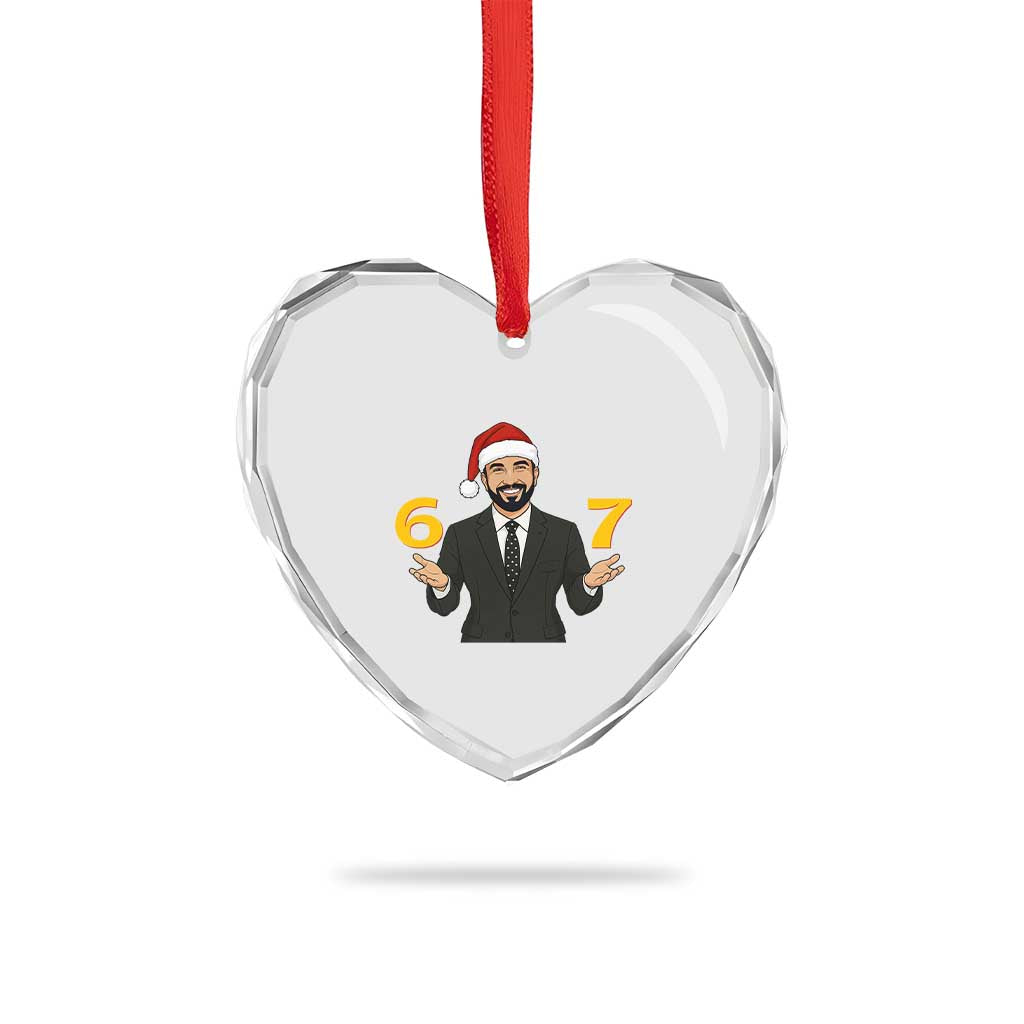 67 Six Seven Zohran Mamdani Christmas Heart Crystal Glass Ornament TS14 Print Your Wear