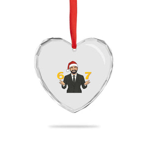 67 Six Seven Zohran Mamdani Christmas Heart Crystal Glass Ornament TS14 Print Your Wear