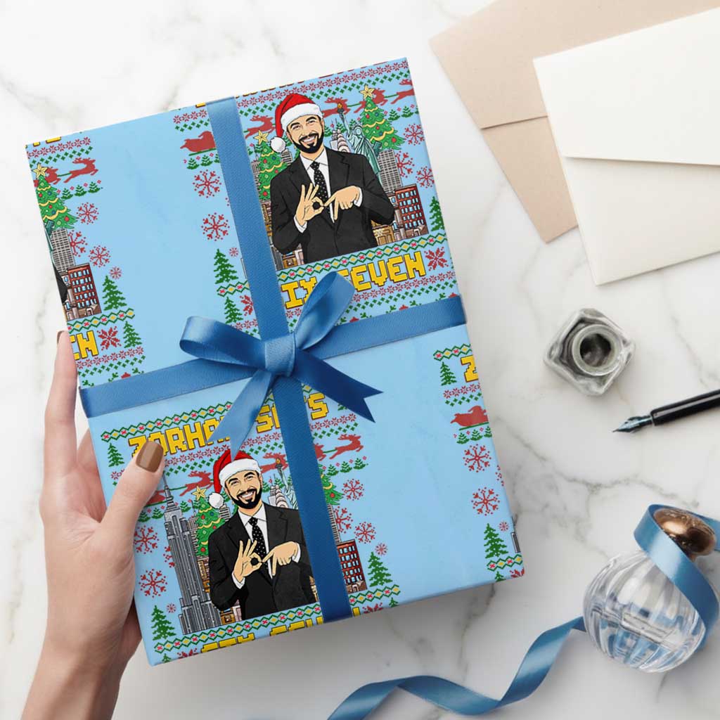 67 Six Seven Zohran Mamdani Christmas Wrapping Paper Roll Progressive Democrats TS14 Light Blue Print Your Wear