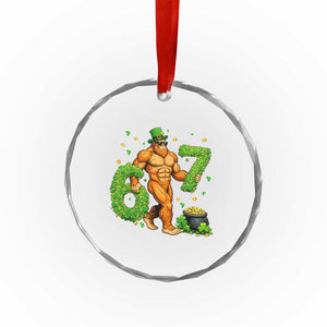 67 St Patricks Day Crystal Glass Ornament Funny Bigfoot Six Seven Shamrock Party Meme TS14 Print Your Wear