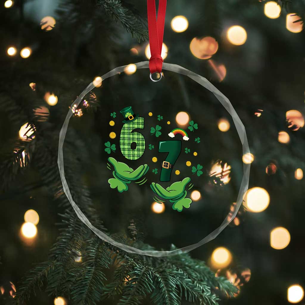 67 St Patricks Day Crystal Glass Ornament Funny Six Seven Hands Meme TS14 Print Your Wear